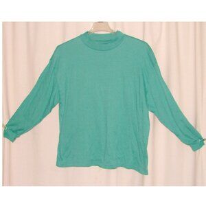 Vtg International Sportswear Mock Neck Pullover TOP, Plus Size 3X, Seafoam Green